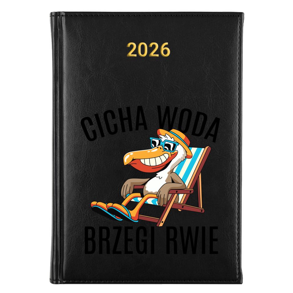 Cicha woda brzegi rwie kalendarz książkowy a5 2027 kolor żółty kalendarz