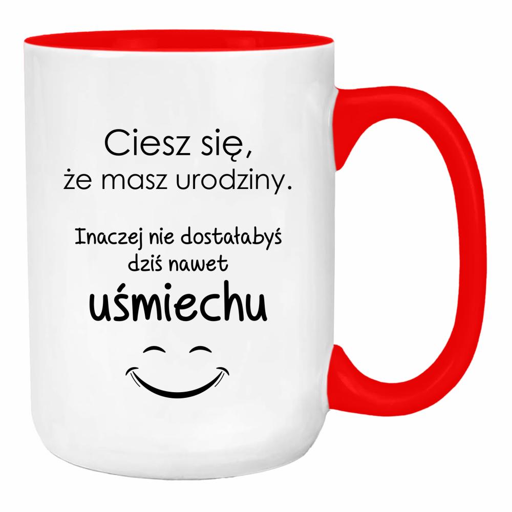 Ciesz się, że masz urodziny duży kubek ucho kolor kolor red