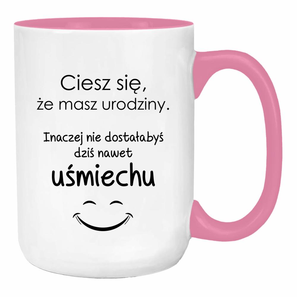 Ciesz się, że masz urodziny duży kubek ucho kolor kolor różowy