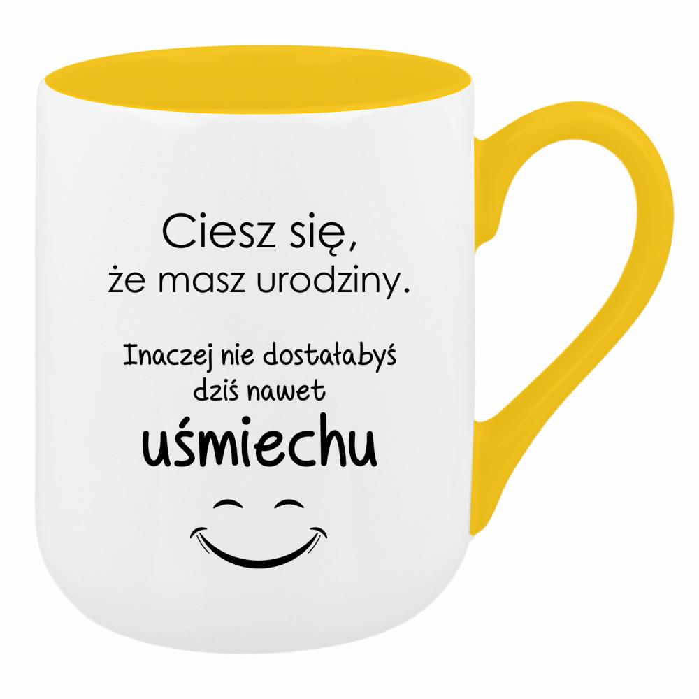 Ciesz się, że masz urodziny kubek coffee kolor żółty