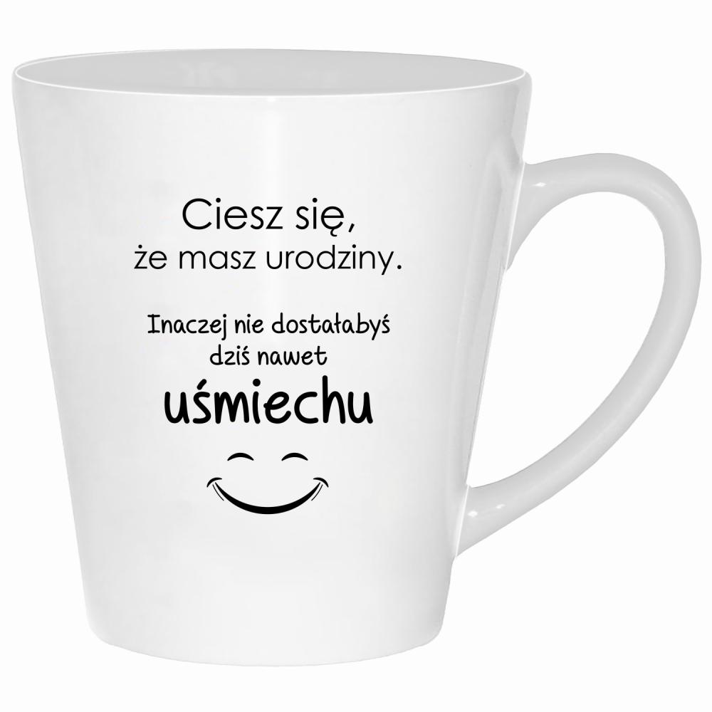 Ciesz się, że masz urodziny kubek latte kolor biały