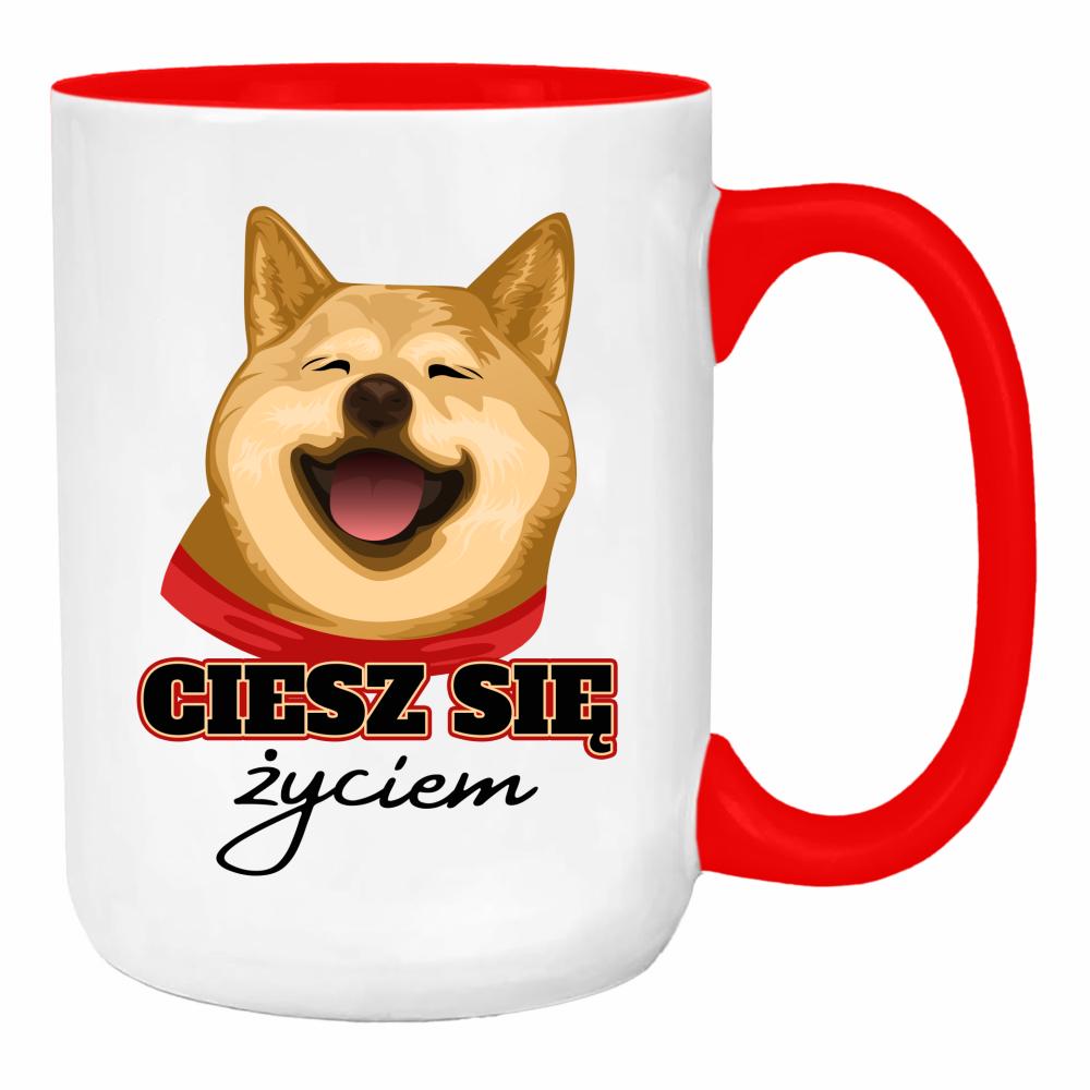 Ciesz się życiem duży kubek ucho kolor kolor red