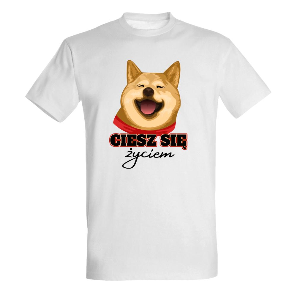 Ciesz się życiem koszulka męska kolor biały