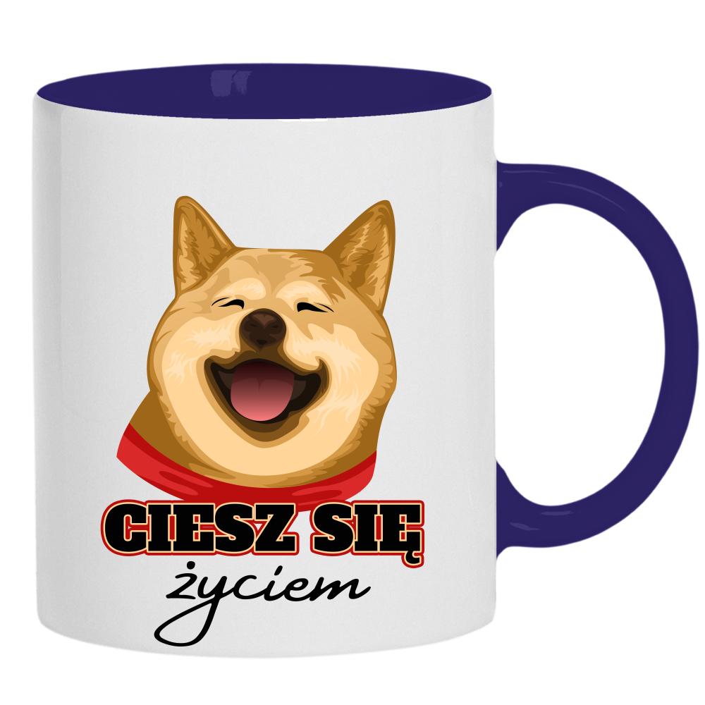 Ciesz się życiem kubek ucho kolor kolor navy