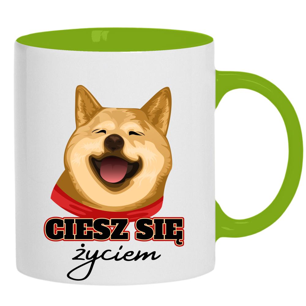 Ciesz się życiem kubek ucho kolor kolor zielony