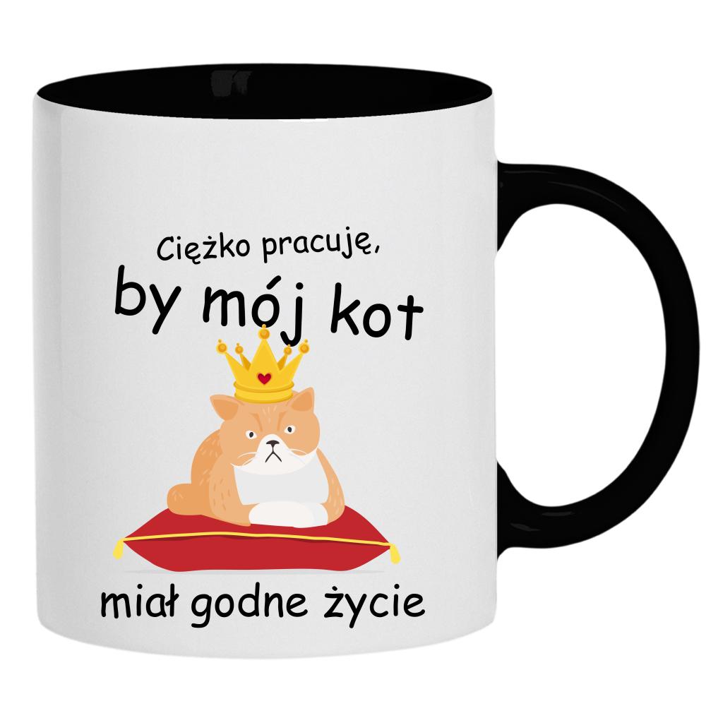 Ciężko pracuję. By mój kot kubek ucho kolor