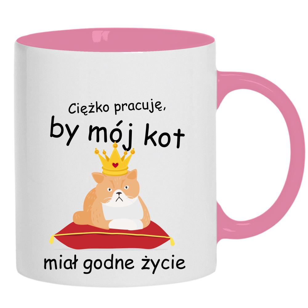 Ciężko pracuję. By mój kot kubek ucho kolor kolor różowy