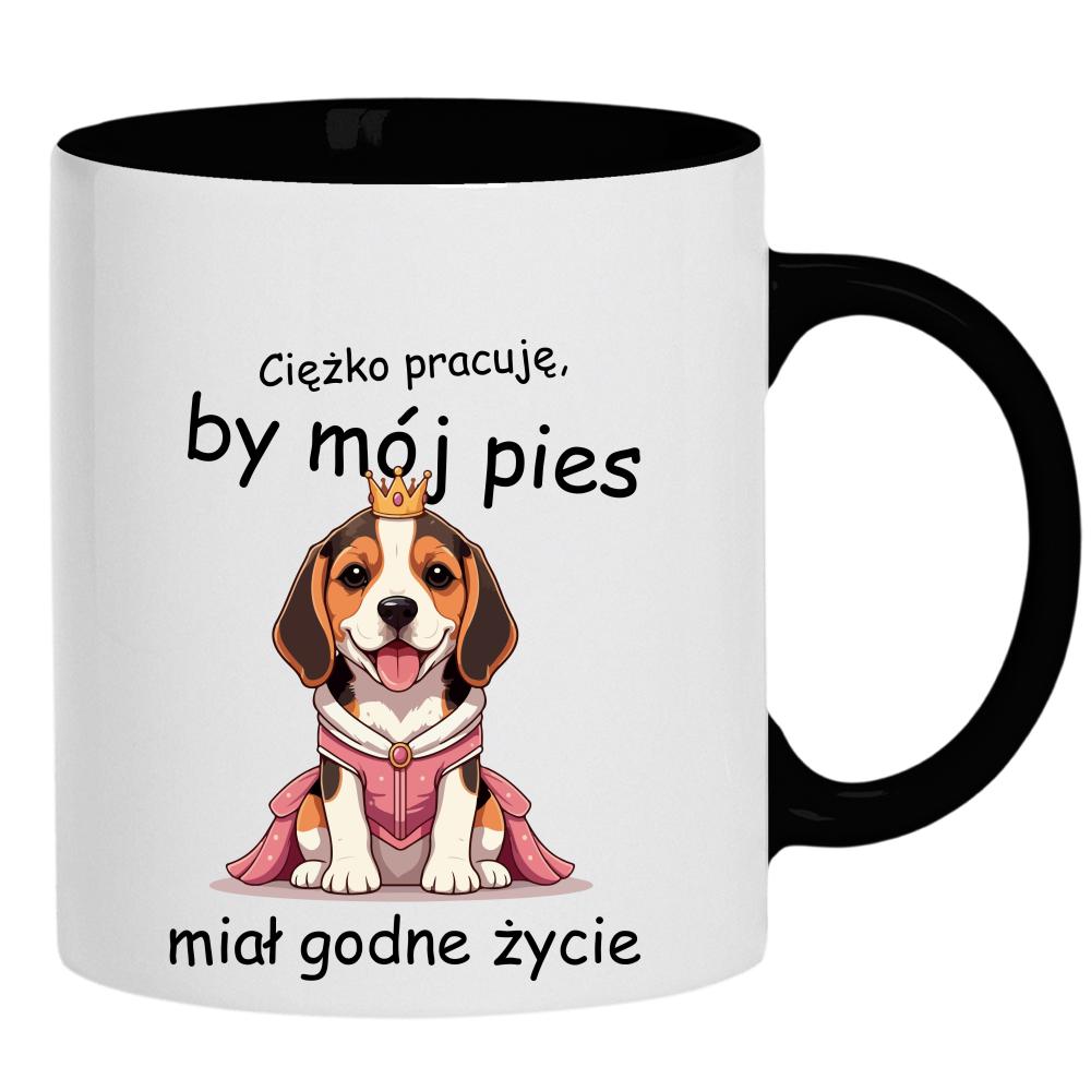 Ciężko pracuję By mój pies kubek ucho kolor