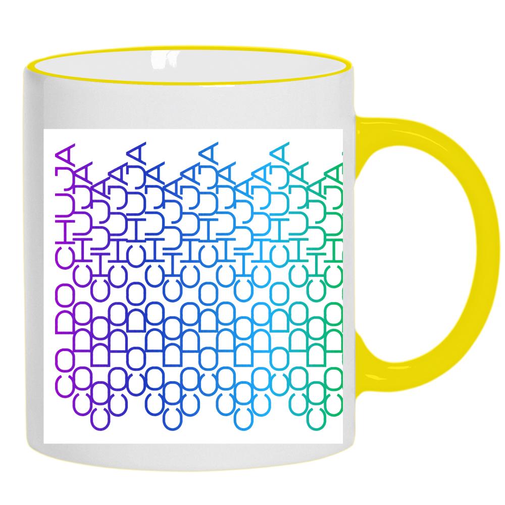 Co do ch#ja kubek żółty uchwyt i rant kolor biały