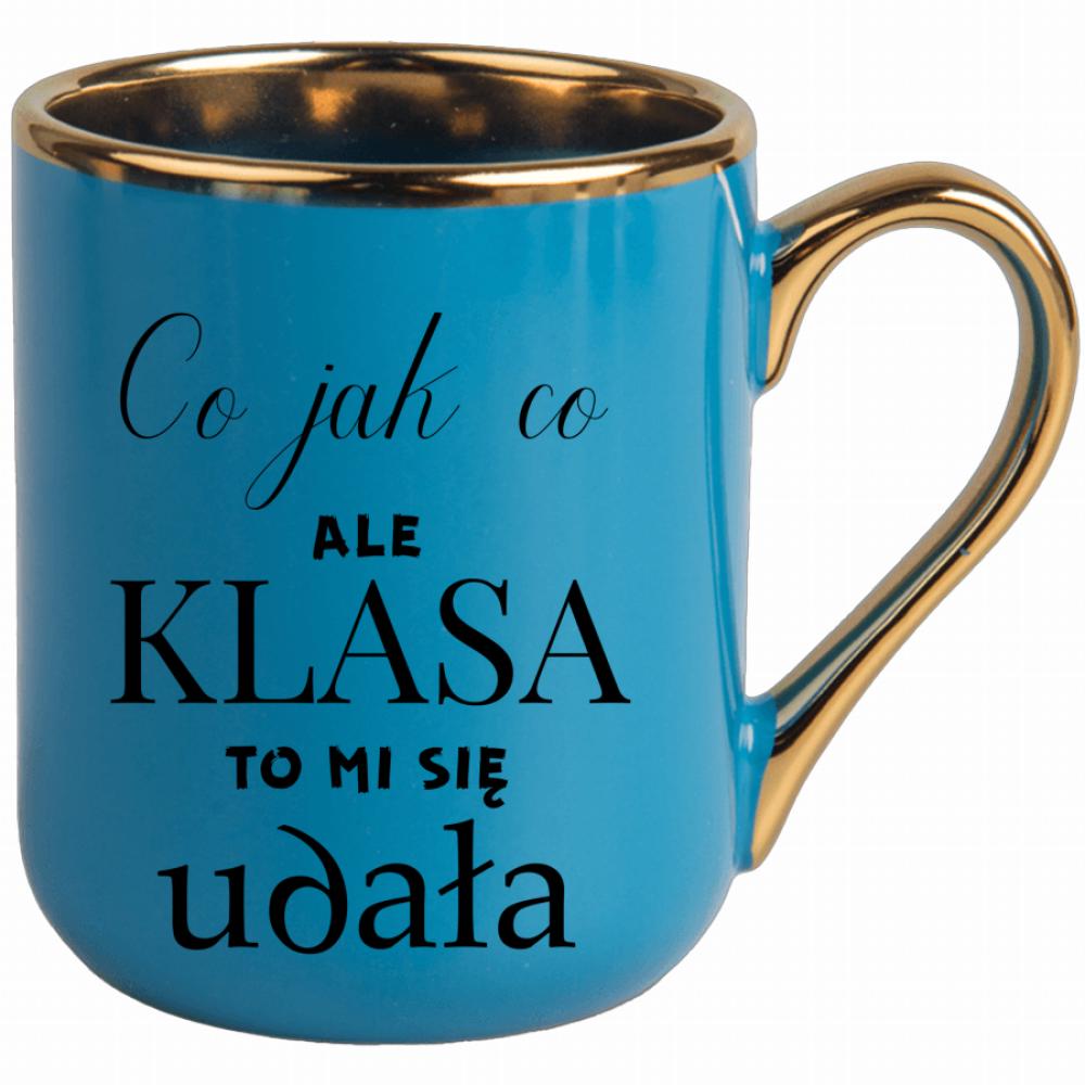 Co jak co, ale klasa to mi się udała kubek elegant niebieski kolor jasny róż