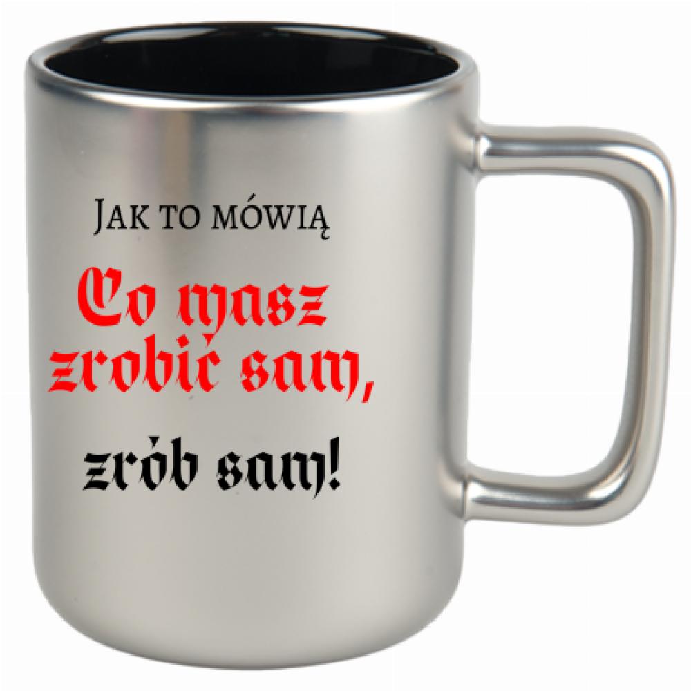 Co masz zrobić sam, zrób sam! kubek srebrny matowy kolor jasny róż