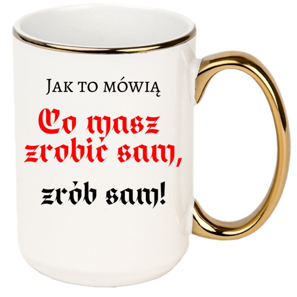 Co masz zrobić sam, zrób sam! kubek xxl złoty rant i ucho kolor pastelowy fiolet