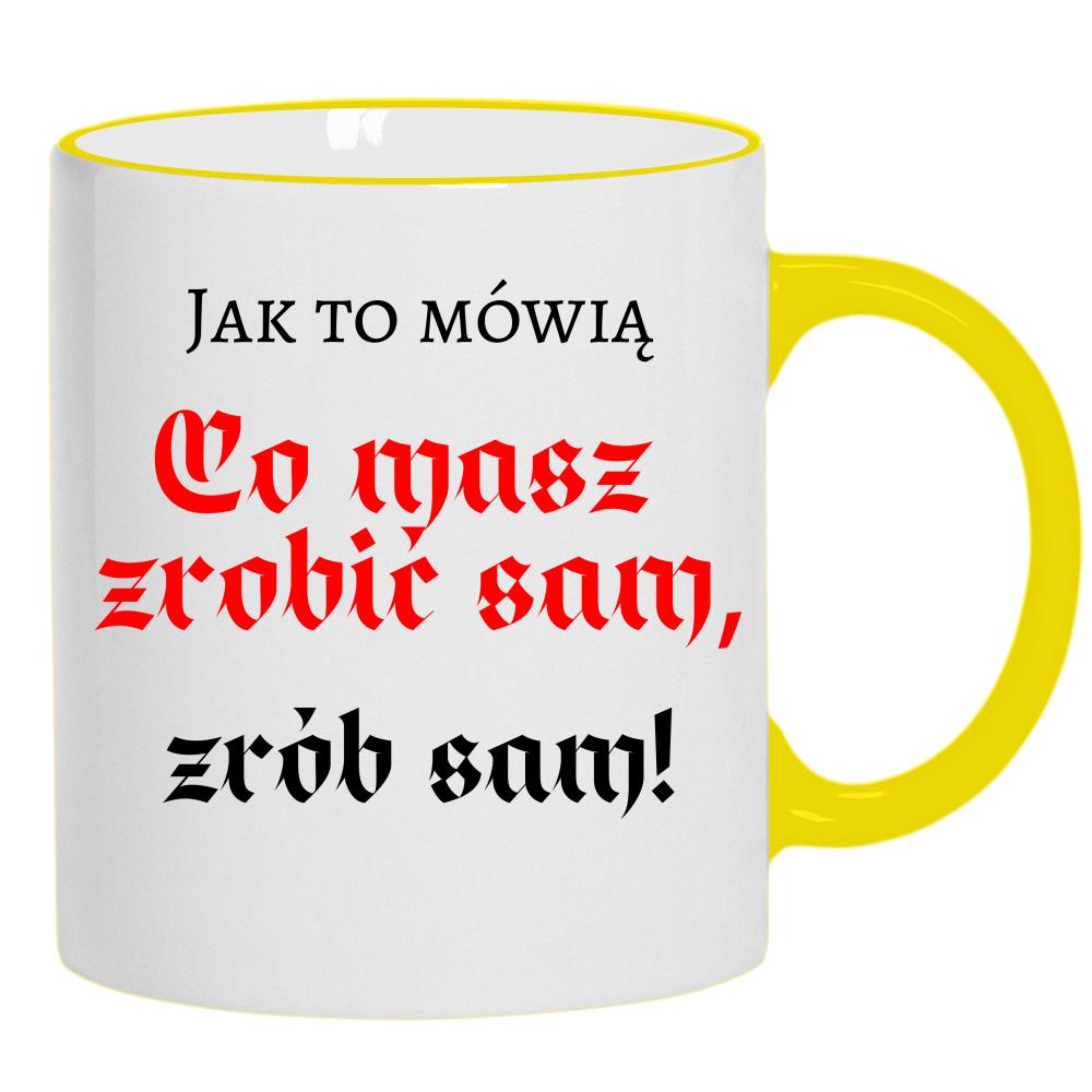 Co masz zrobić sam, zrób sam! kubek żółty uchwyt i rant kolor zielony 2