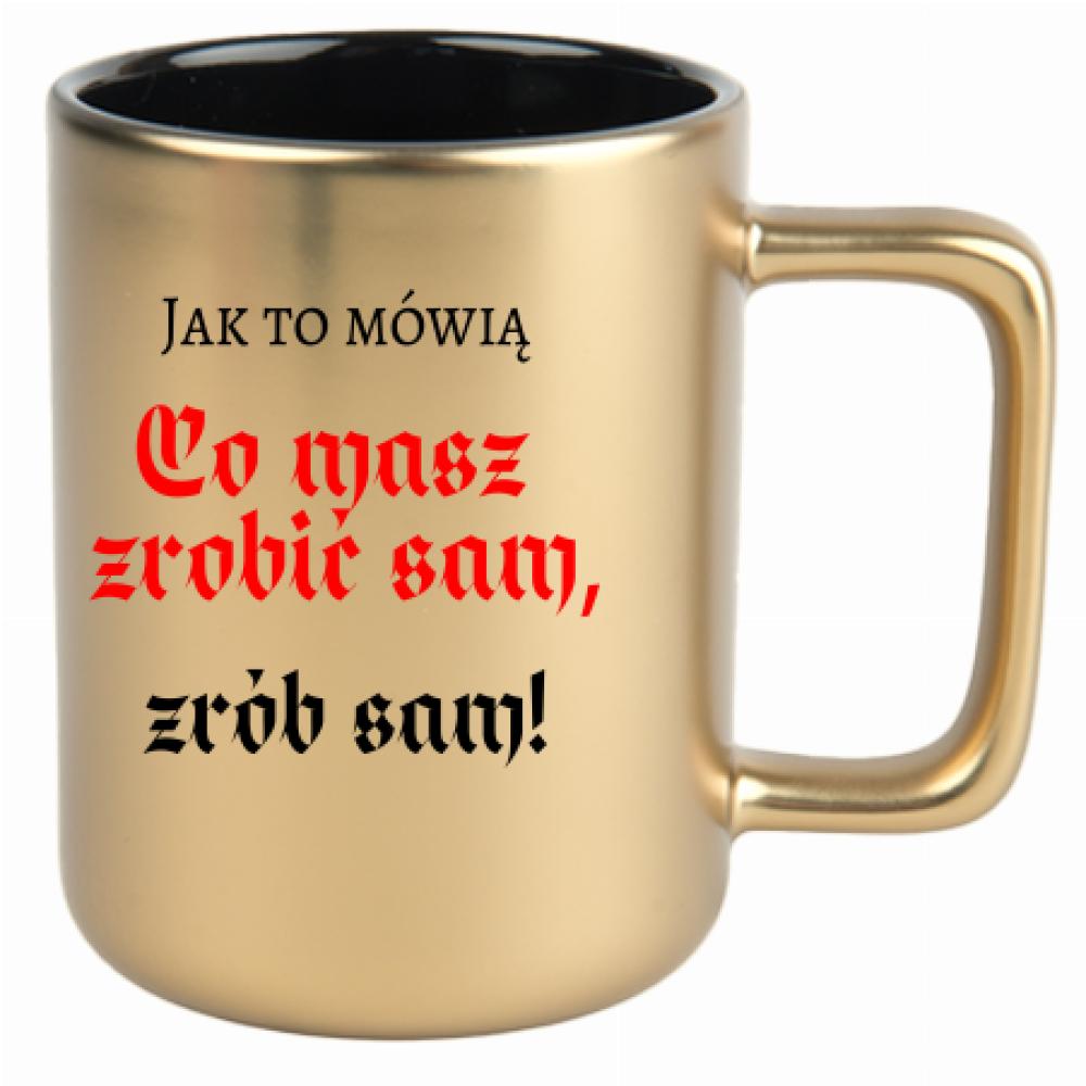 Co masz zrobić sam, zrób sam! kubek złoty matowy kolor pastelowy fiolet