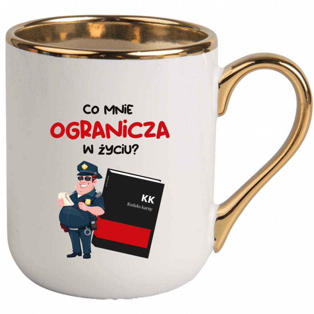Co mnie ogranicza w życiu? kubek elegant biały kolor czarnyy