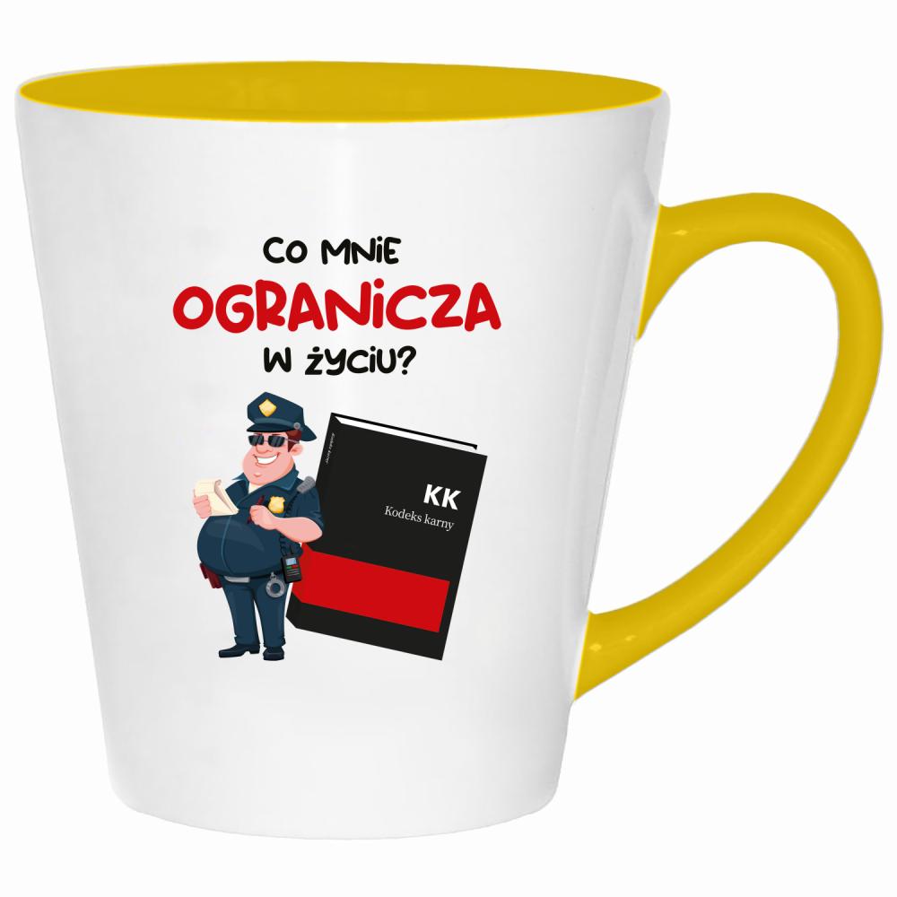 Co mnie ogranicza w życiu? kubek latte kolor żółtyy