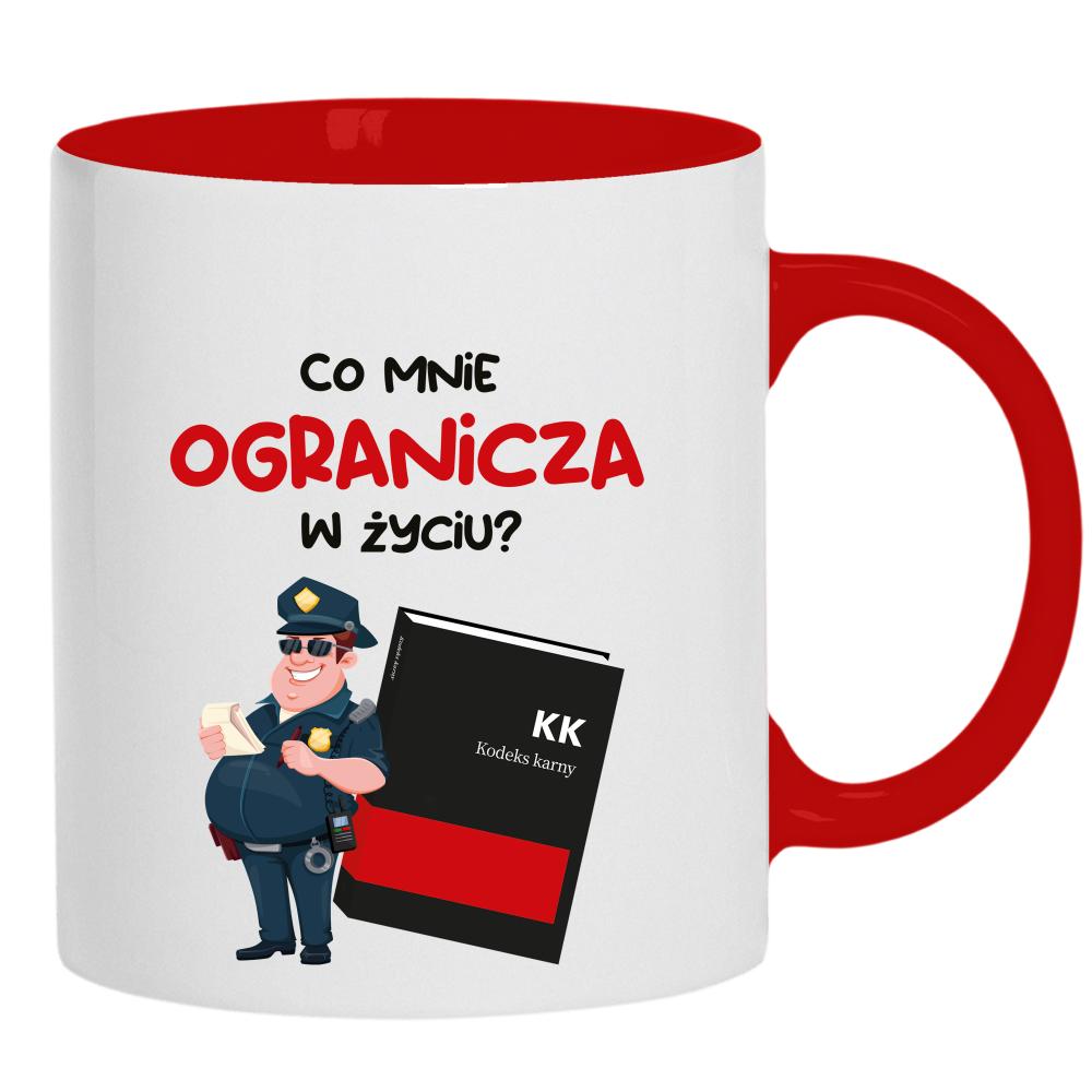 Co mnie ogranicza w życiu? kubek ucho kolor kolor czerwony