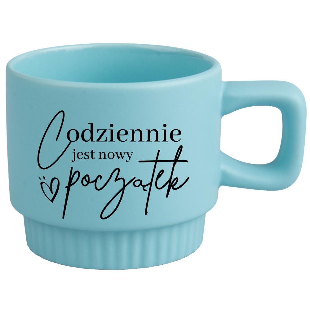 Codziennie jest nowy początek kubek ryflowany niebieski