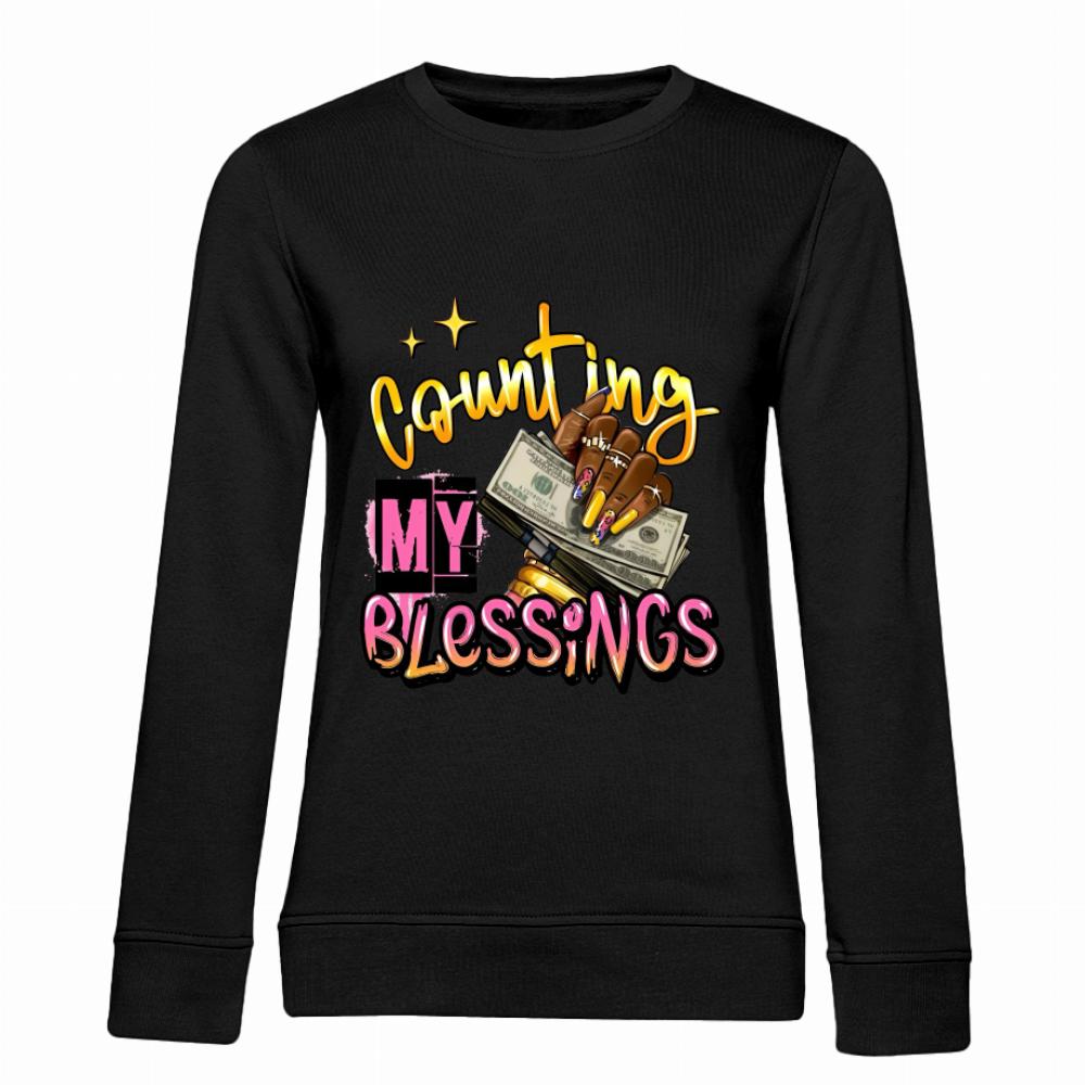 Counting My Blessings bluza damska bez kaptura kolor czarnyy