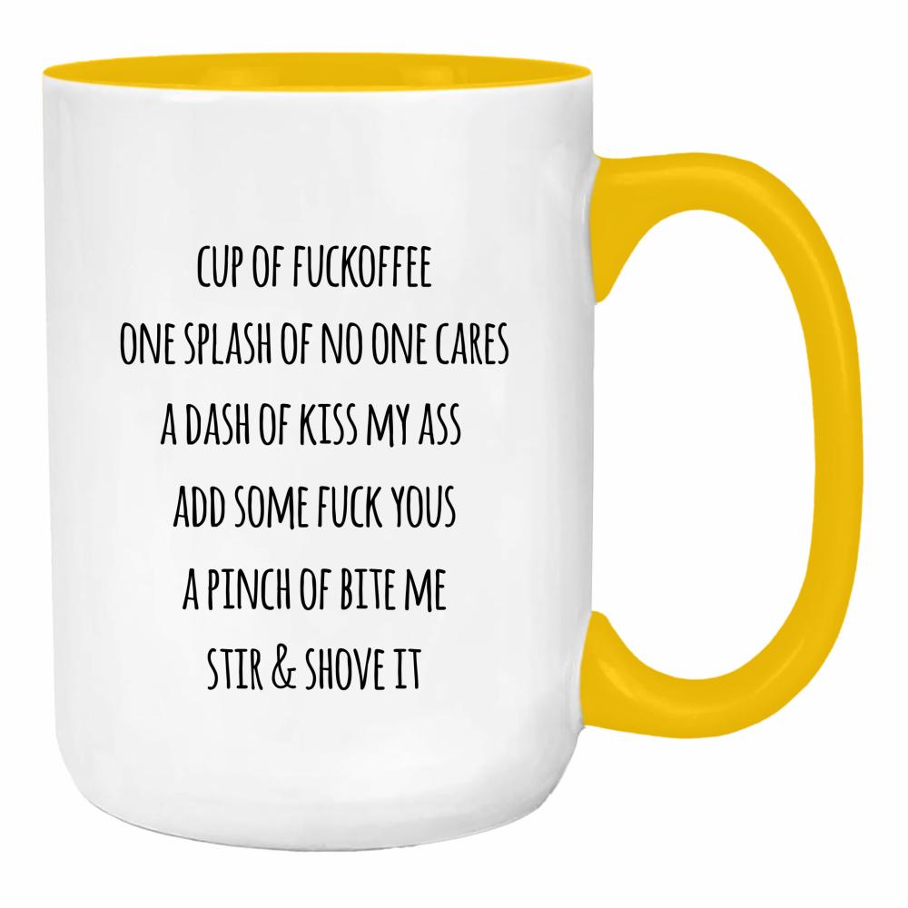 Cup of Fuckoffee duży kubek ucho kolor kolor żółty