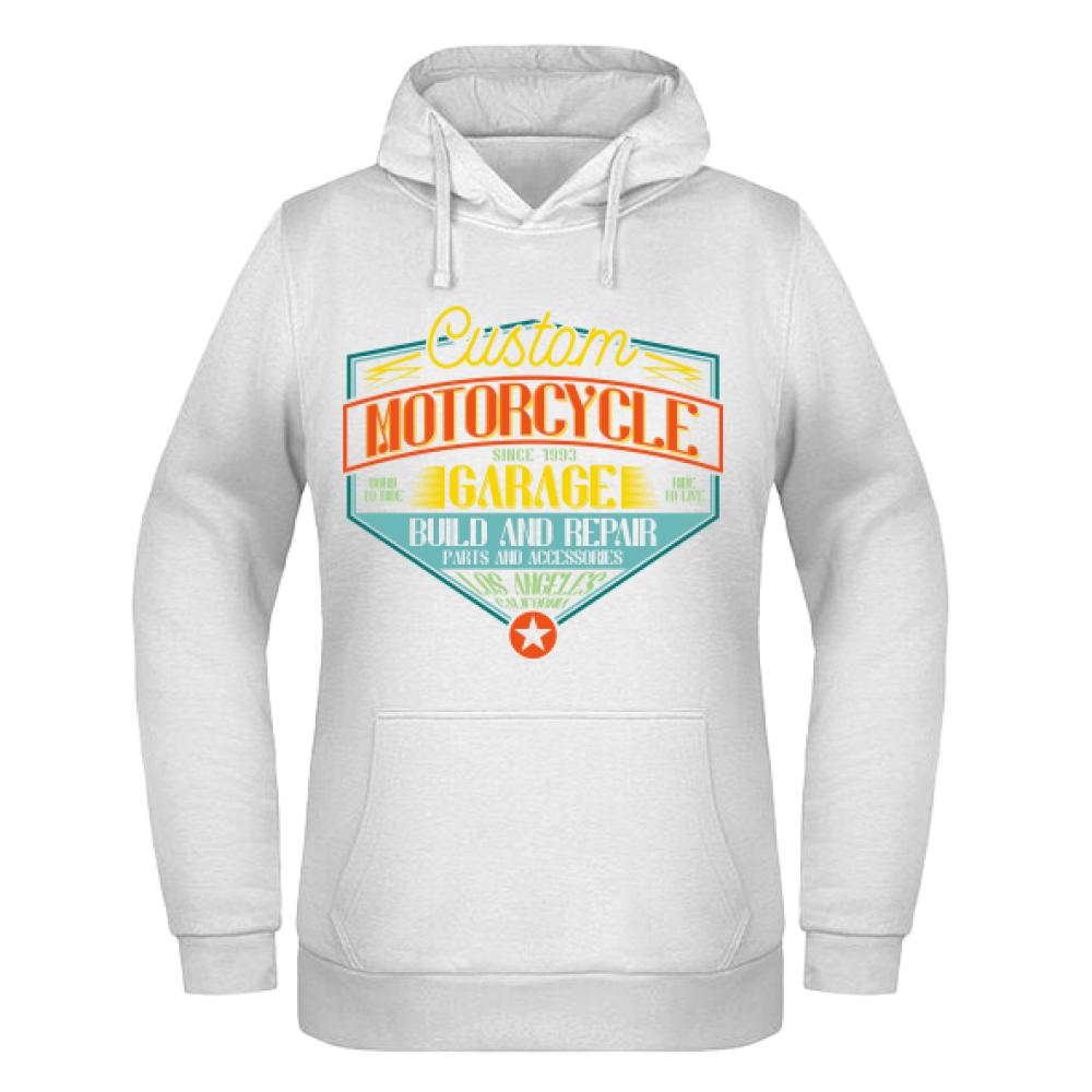 Custom Motorcycle Garage bluza damska z kapturem kolor biały