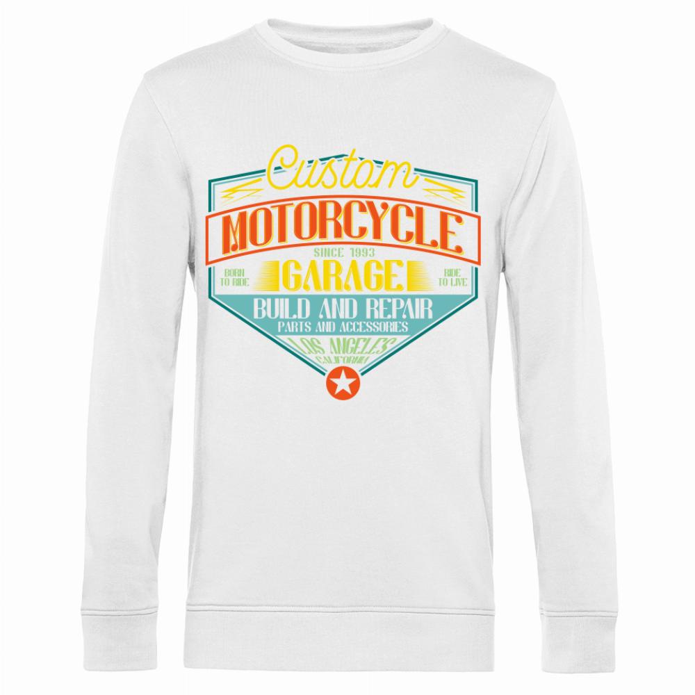 Custom Motorcycle Garage bluza męska bez kaptura kolor biały