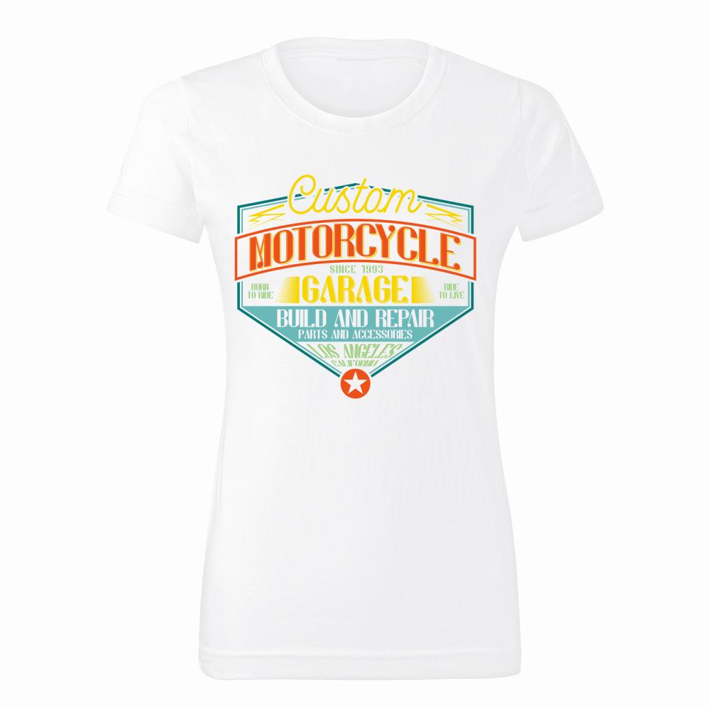 Custom Motorcycle Garage koszulka damska kolor biały