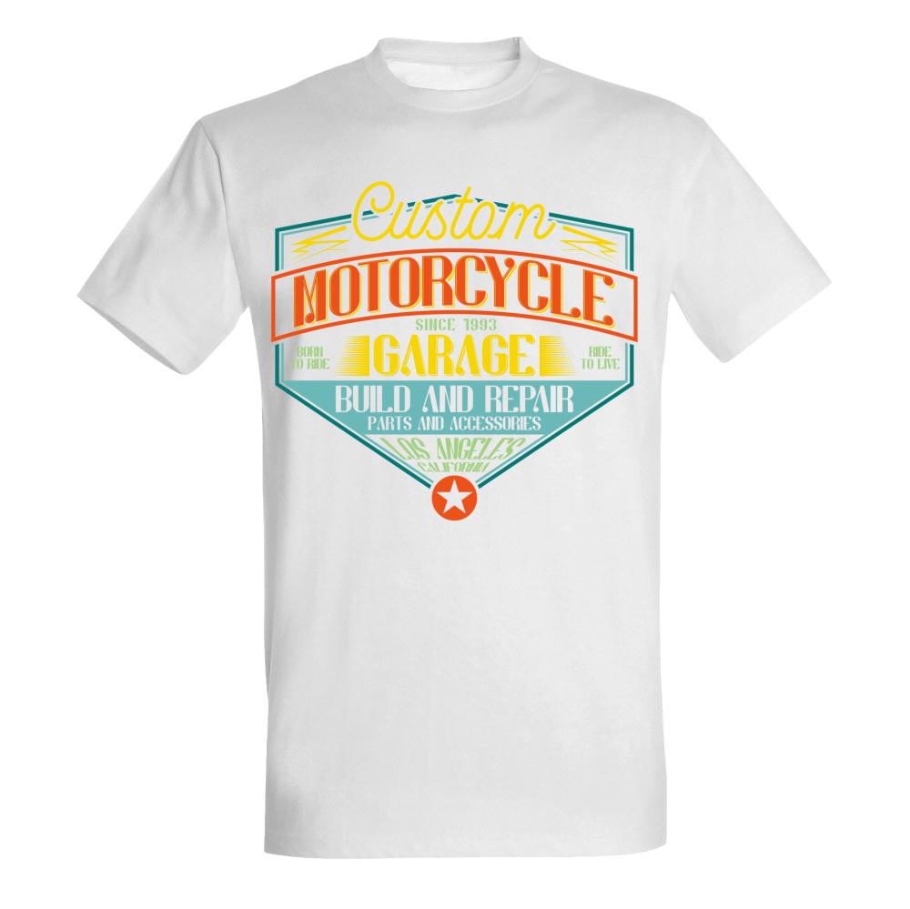 Custom Motorcycle Garage koszulka męska kolor biały