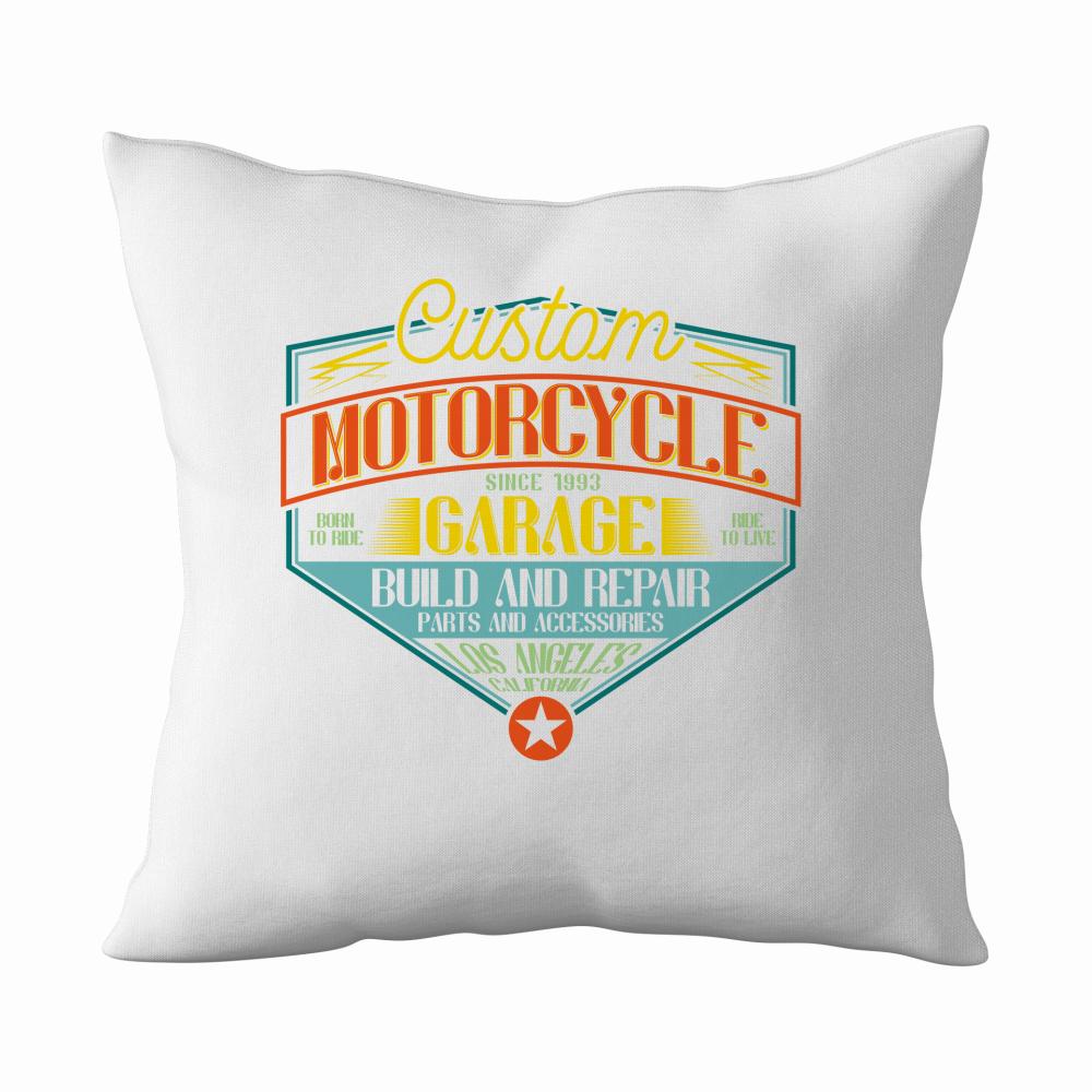 Custom Motorcycle Garage poduszka kolor biały