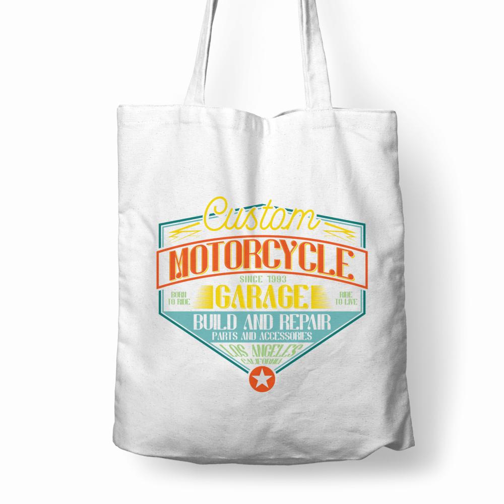 Custom Motorcycle Garage torba bawełniana kolor biały