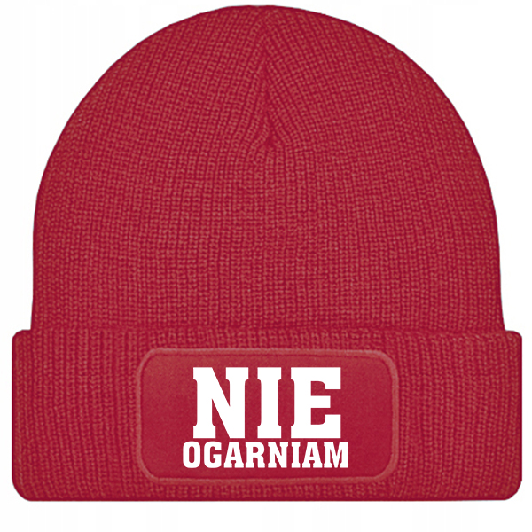 Czapka Nie ogarniam czapka zimowa kolor czerwony