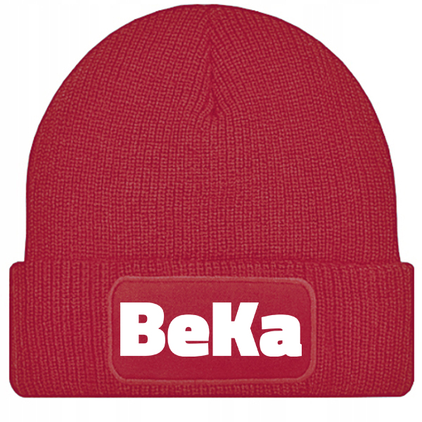 Czapka z napisem BEKA czapka zimowa kolor czerwony