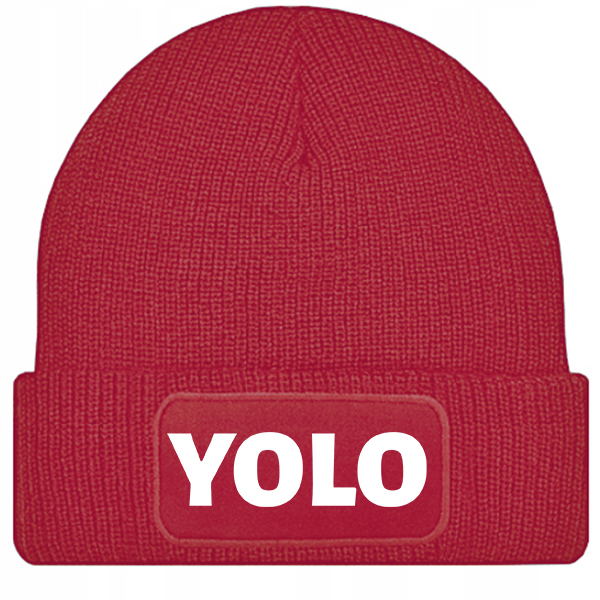 Czapka z napisem YOLO czapka zimowa kolor czerwony