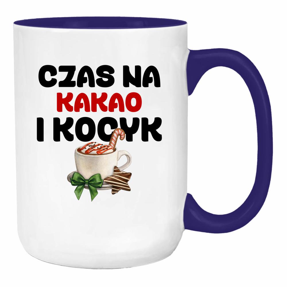 Czas na kakao i kocyk duży kubek ucho kolor kolor navy