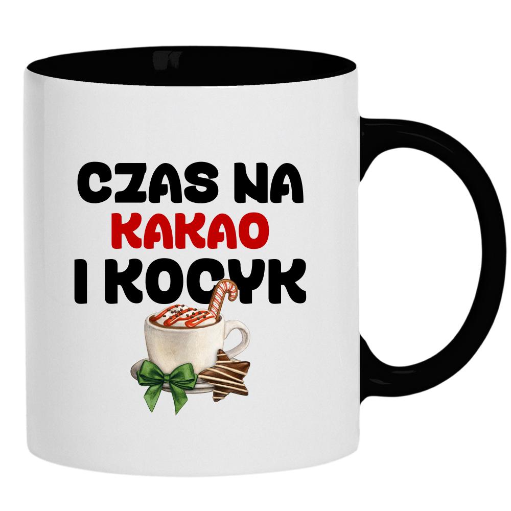 Czas na kakao i kocyk kubek ucho kolor kolor czarnyy