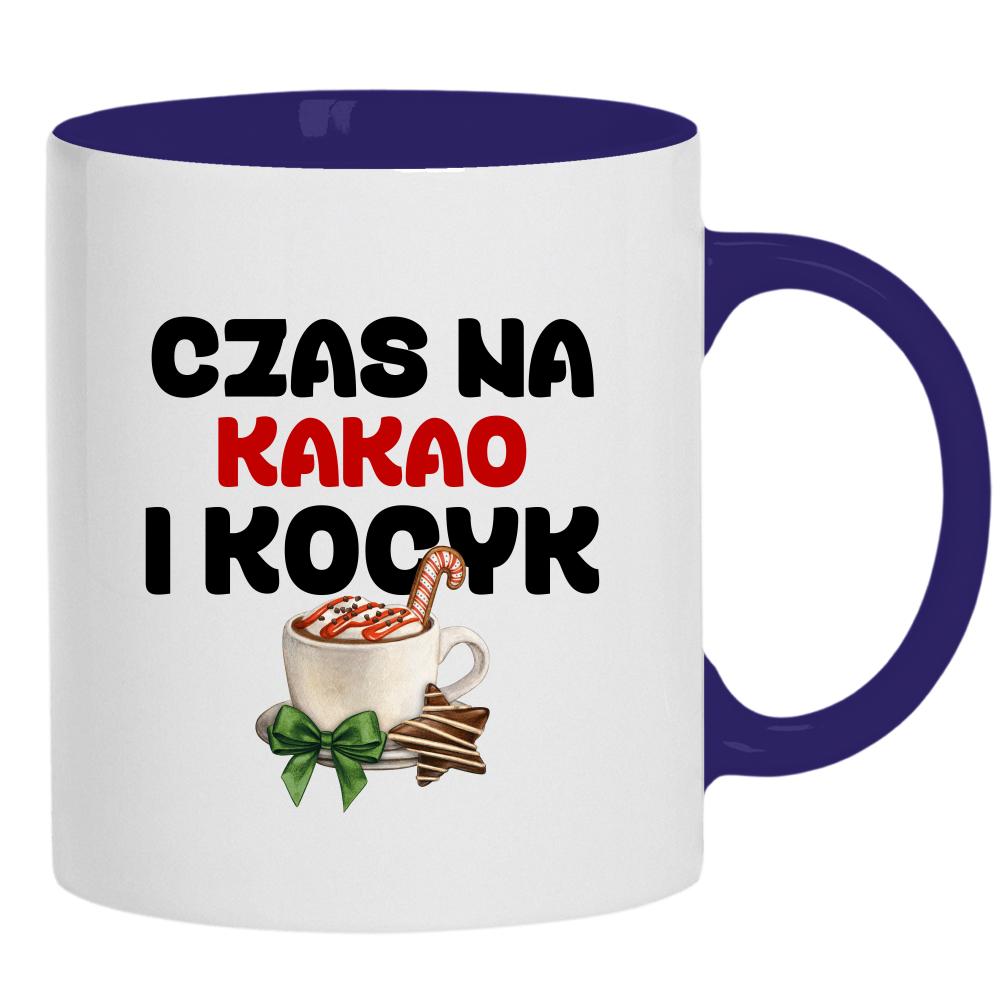 Czas na kakao i kocyk kubek ucho kolor kolor navy