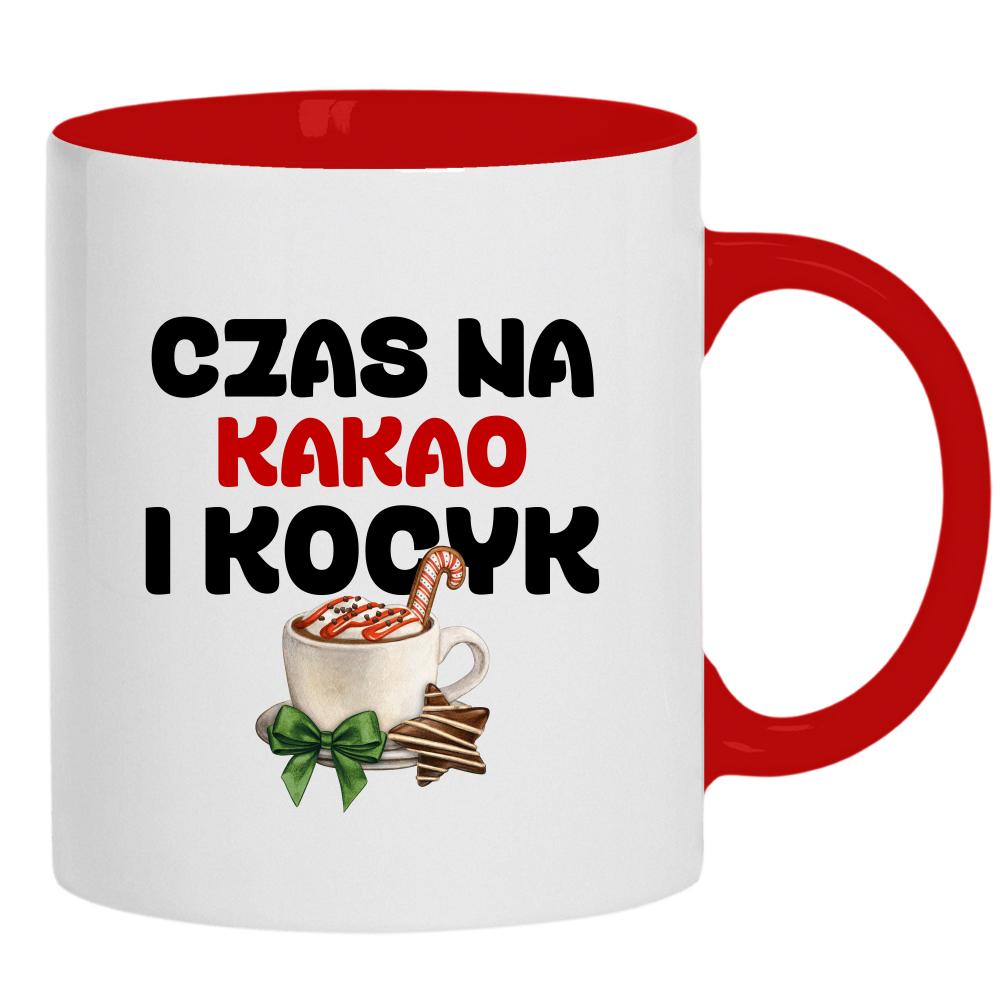 Czas na kakao i kocyk kubek ucho kolor kolor niebieski