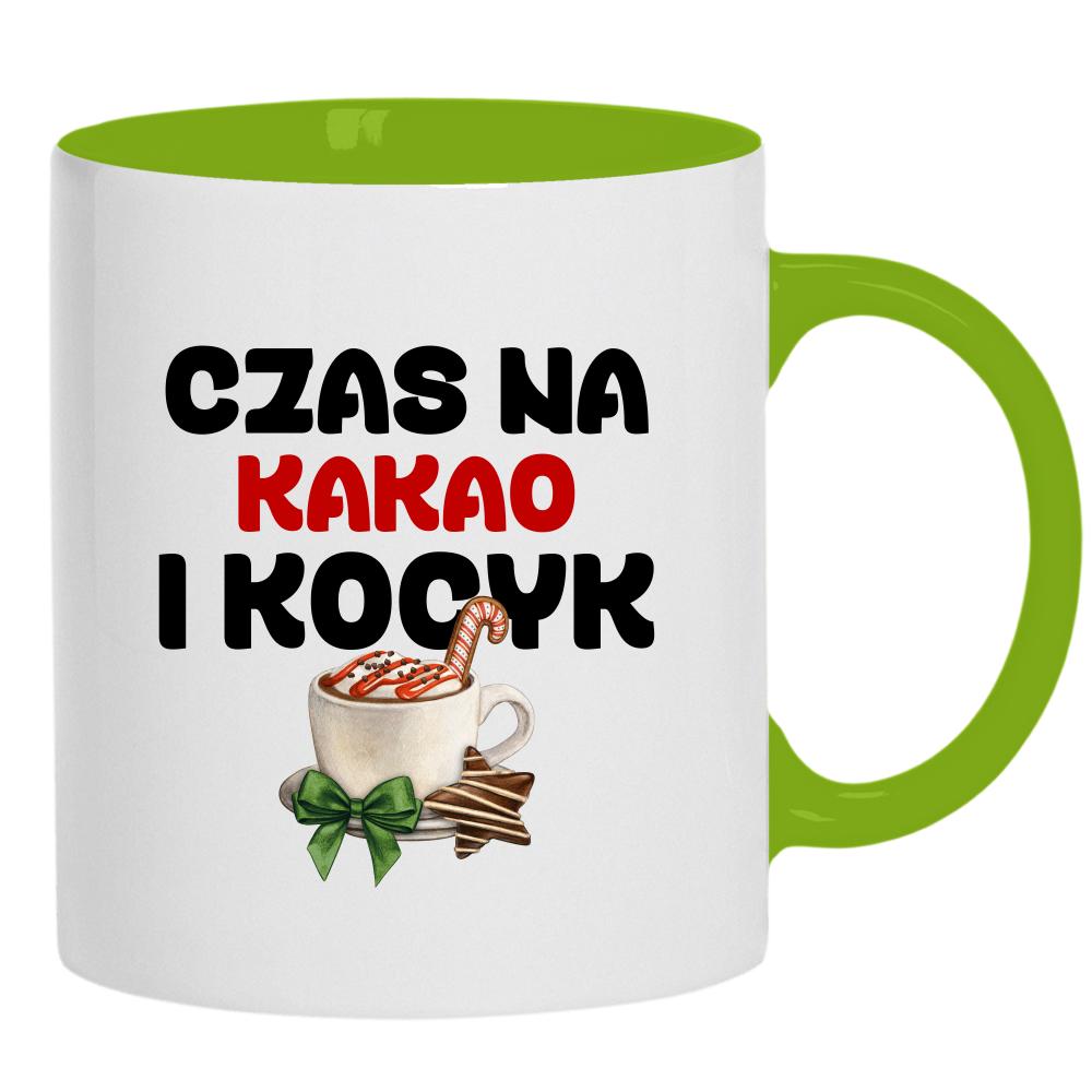 Czas na kakao i kocyk kubek ucho kolor kolor zielony