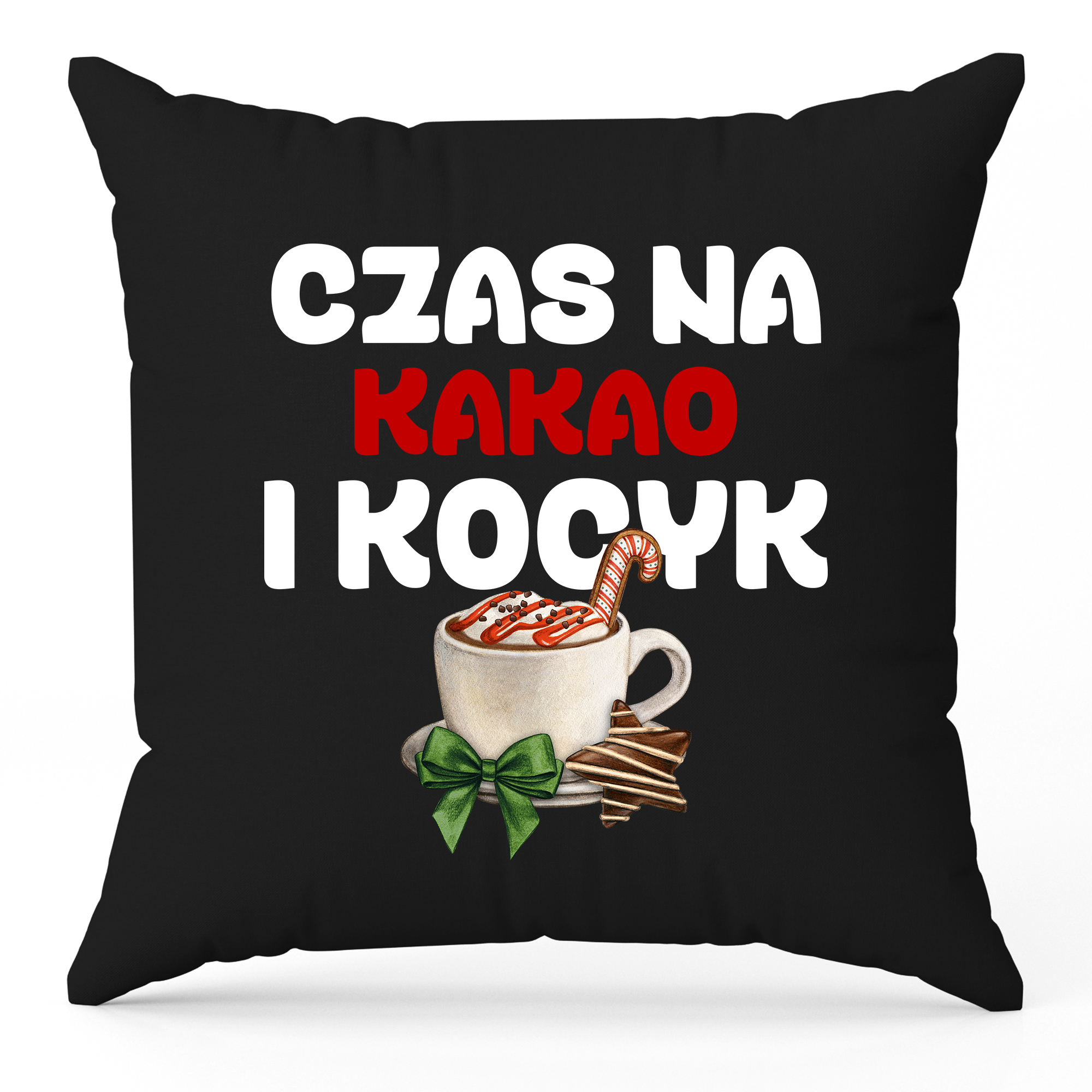Czas na kakao i kocyk poduszka kolor czarny