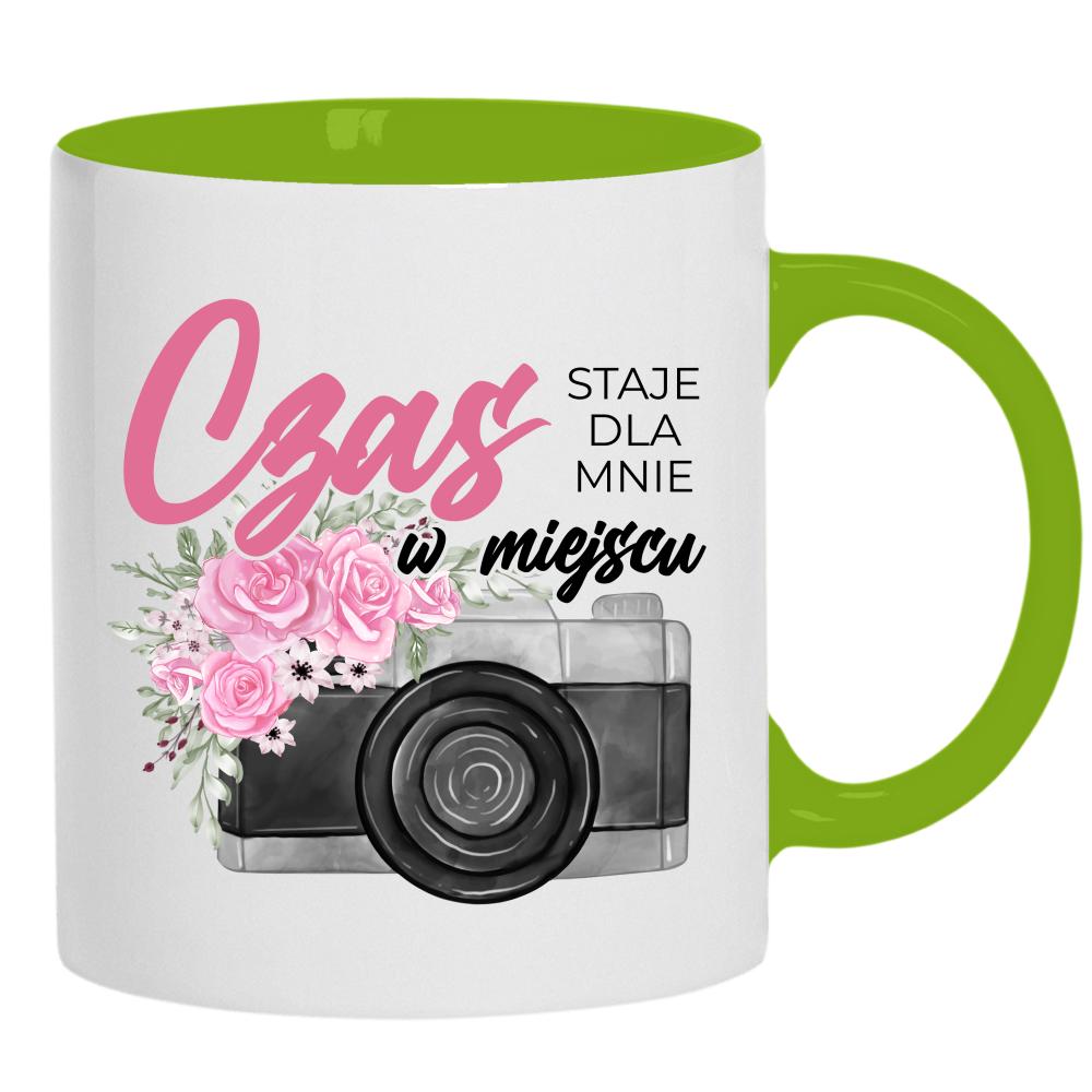 Czas staje dla mnie w miejscu kubek ucho kolor kolor zielony