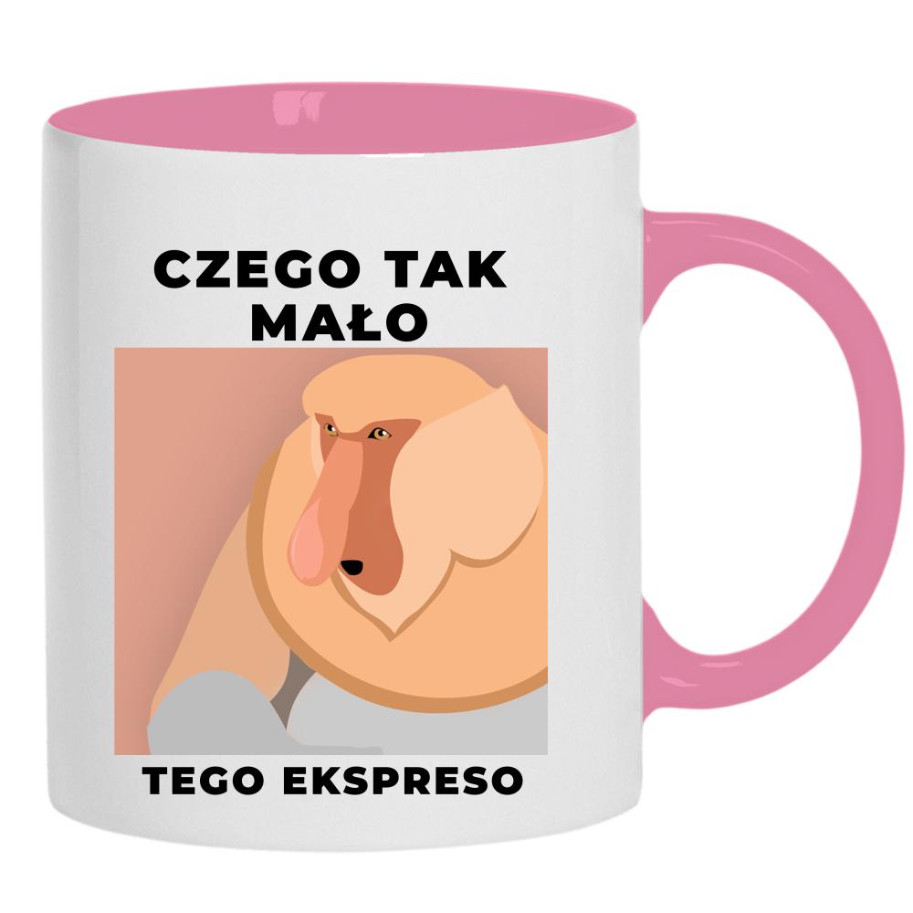 Czego tak mało tego ekspreso? kubek ucho kolor kolor różowy