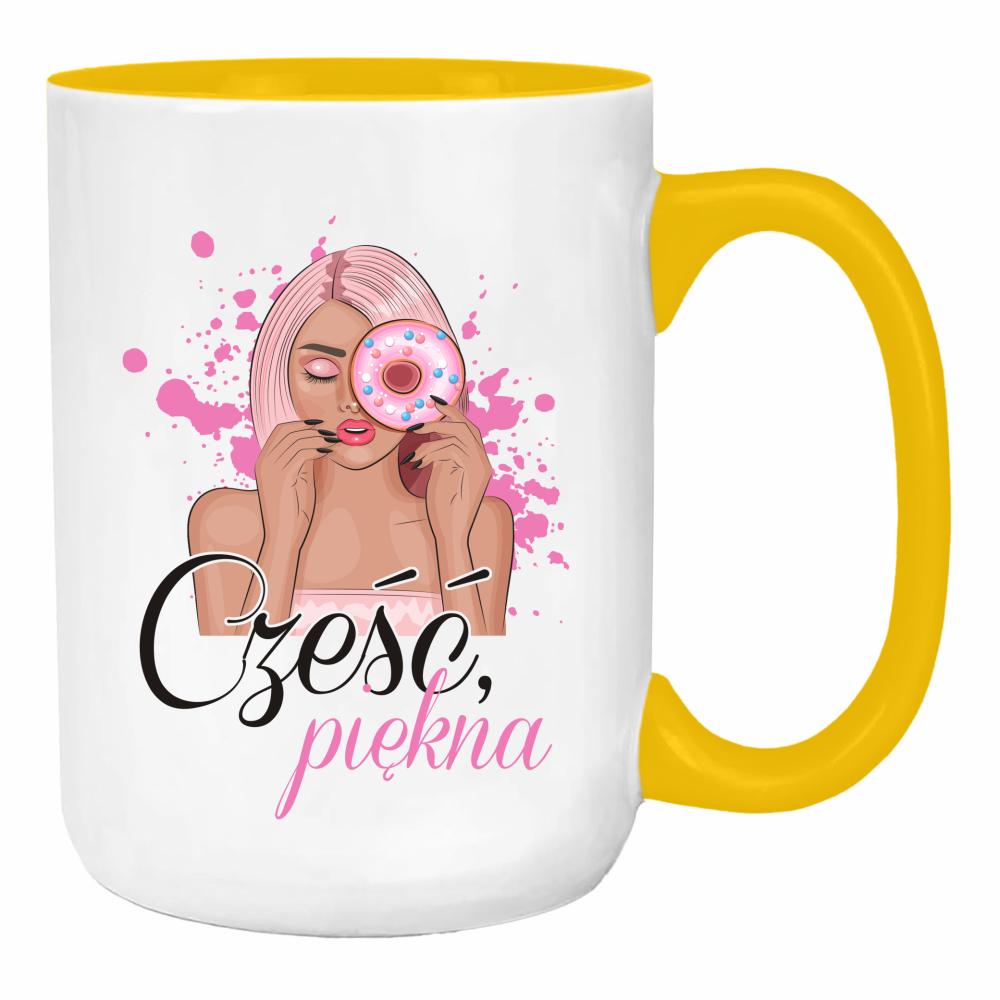Cześć piękna duży kubek ucho kolor kolor żółty