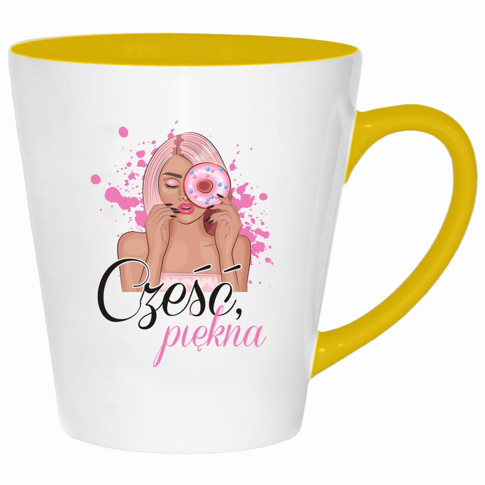 Cześć piękna kubek latte kolor żółtyy