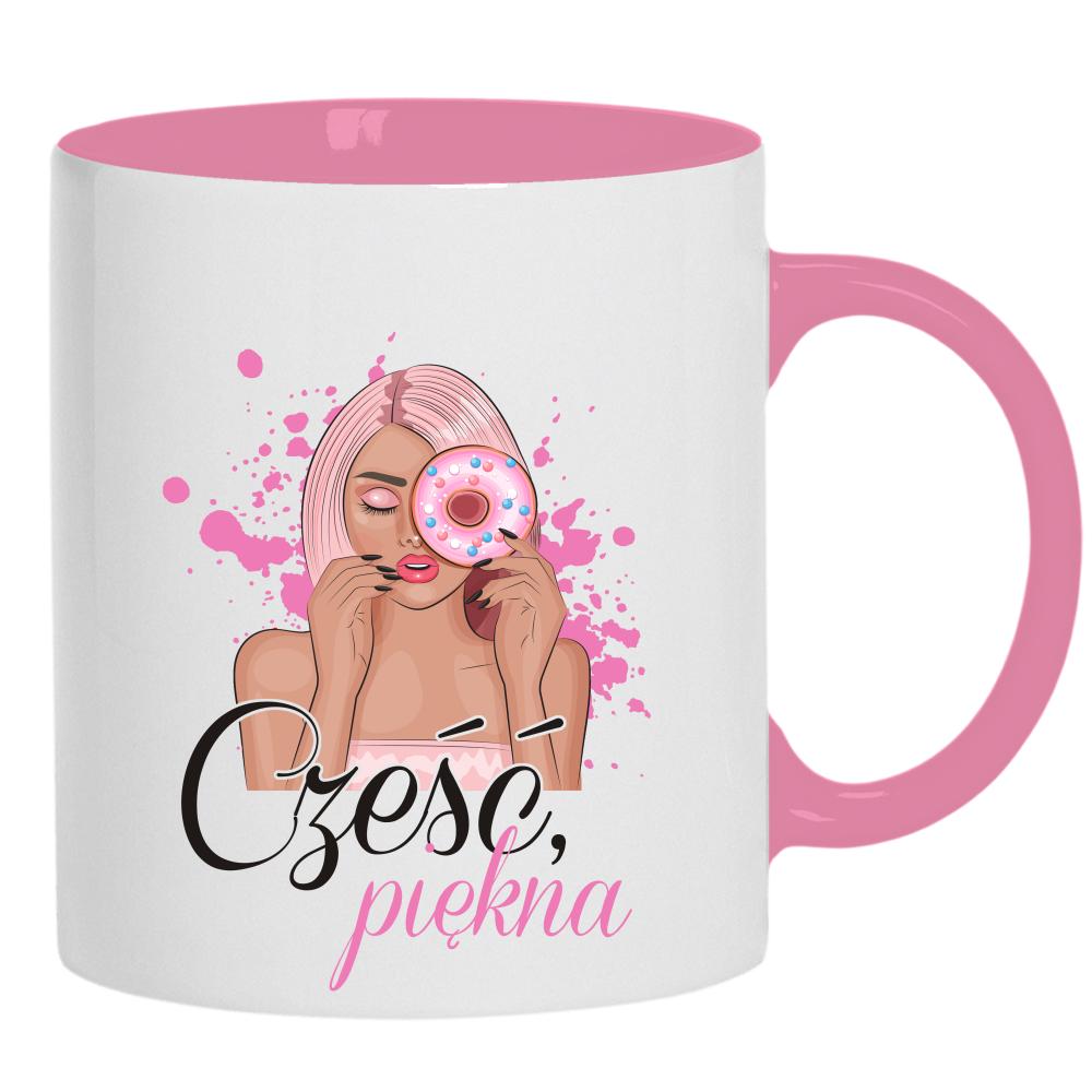 Cześć piękna kubek ucho kolor kolor różowy