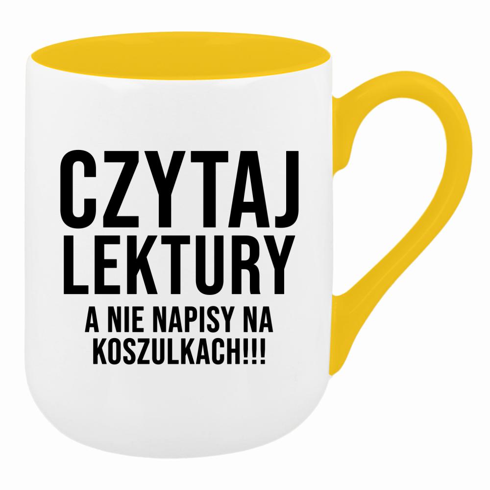 Czytaj lektury, a nie napisy na koszulkach kubek coffee kolor żółty