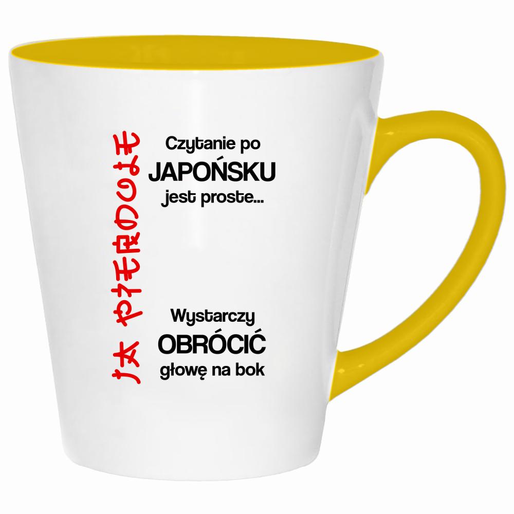 Czytanie po japońsku jest proste ja pie#dole kubek latte kolor żółtyy