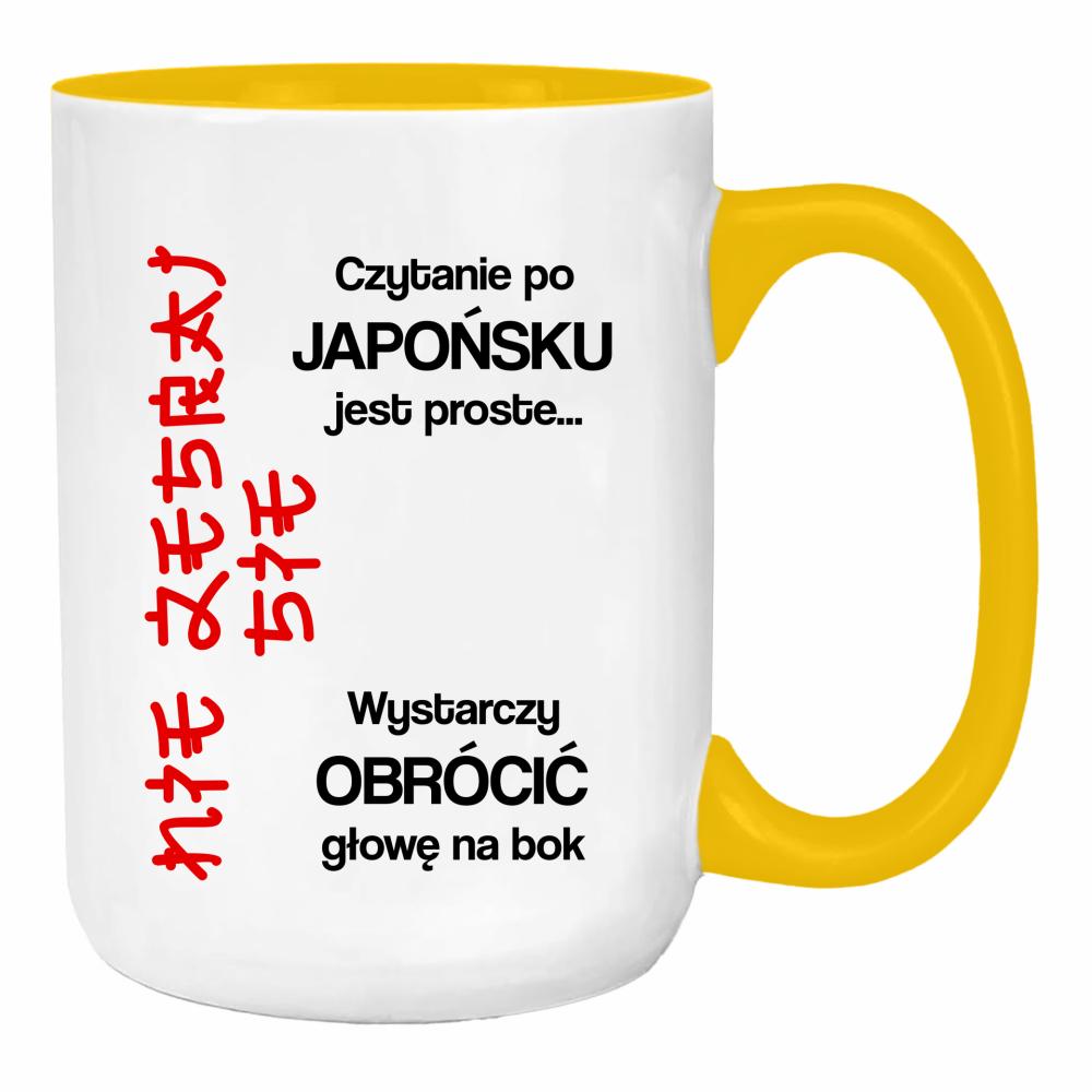czytanie po japońsku jest proste nie zesraj się duży kubek ucho kolor kolor żółty