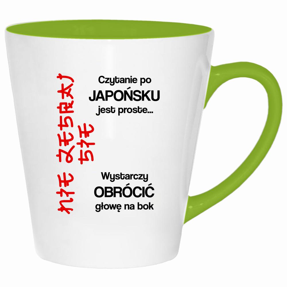 czytanie po japońsku jest proste nie zesraj się kubek latte kolor limonka