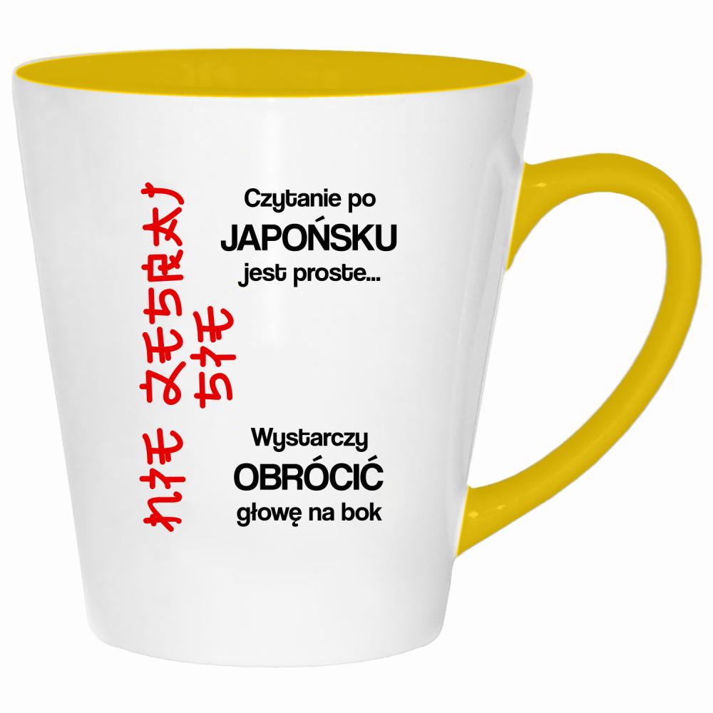czytanie po japońsku jest proste nie zesraj się kubek latte kolor żółtyy