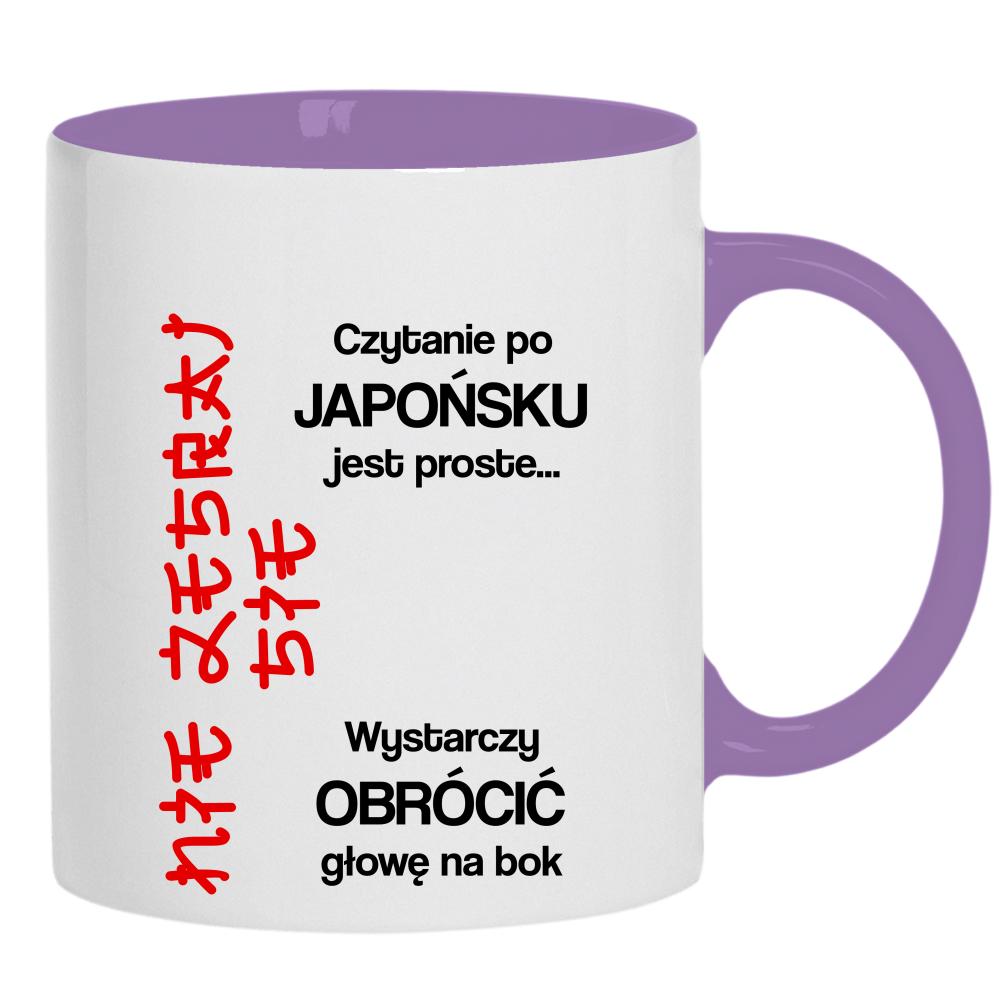 czytanie po japońsku jest proste nie zesraj się kubek ucho kolor kolor jasnofioletowy